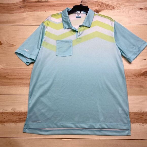 Ping Polo Shirt Large Blue Sensor Cool Performance Golf Tour Modern Fit - Picture 3 of 15